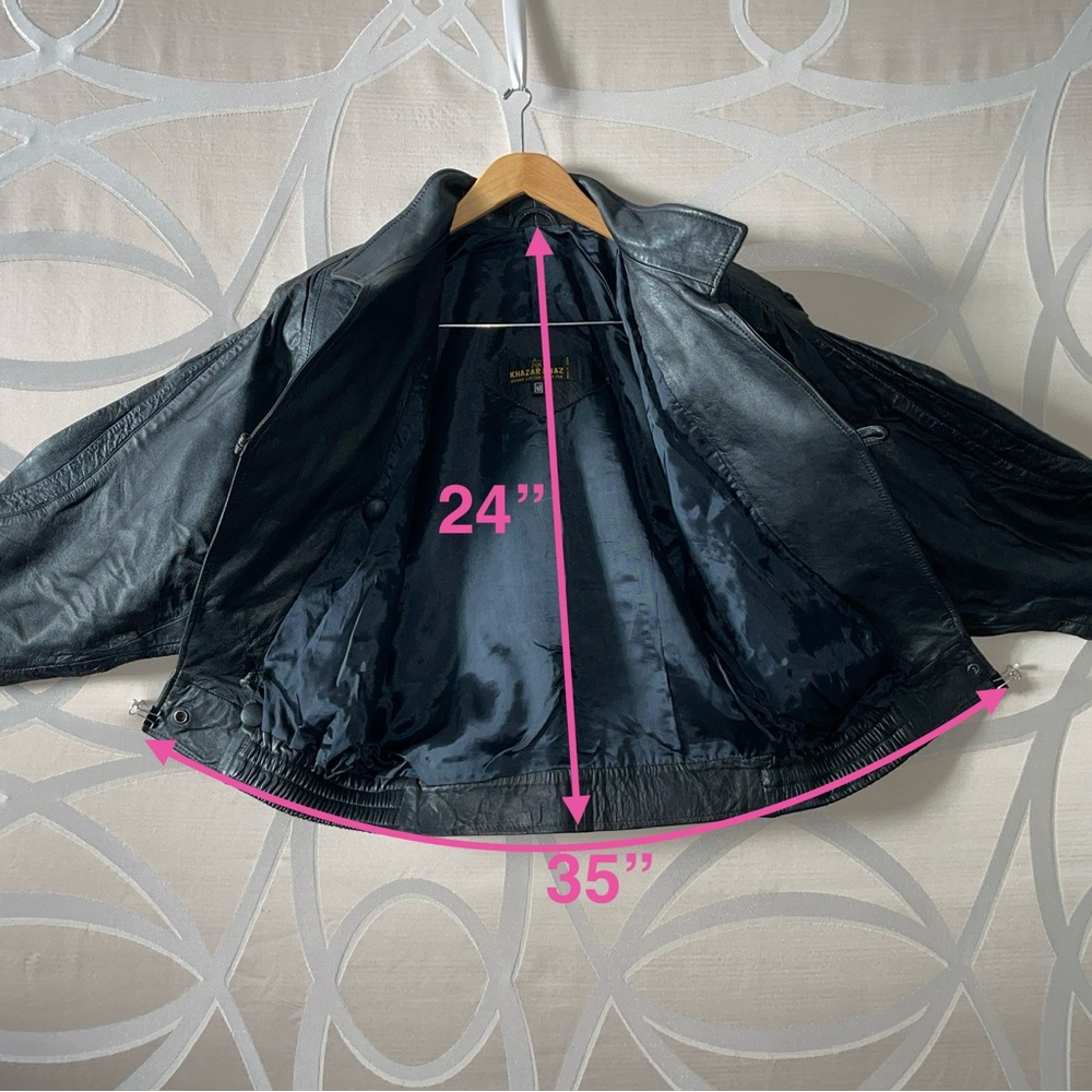Leather bomber jacket dolman sleeve - Picture 15 of 16